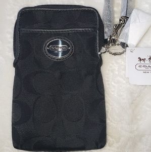 New black Coach wristlet wallet